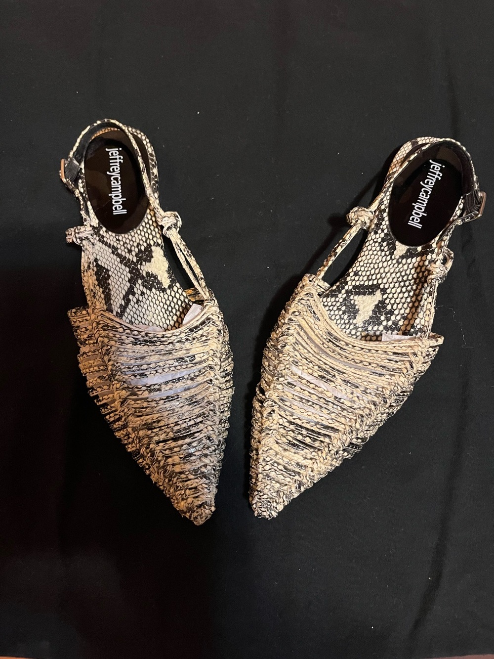 Jeffrey Campbell Pointed Slingback Flats in Snake-Print Neutral